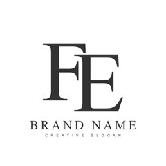 FE trendy logotype template. Initial letter f and e classic font style. Creative logo for company name or identity.