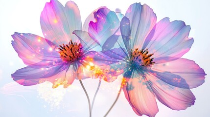 cinematic lighting incredible Beautiful stock stars flower photography double exposure image layers amazing art realism on a white background --no blurry, ugly, mistakes, badly drawn, weird