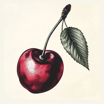 red cherry vintage botanical drawing clip art preview