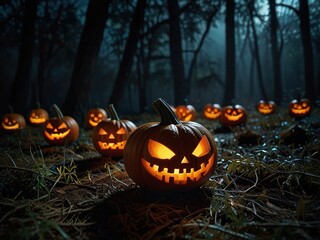 halloween pumpkin in the garden