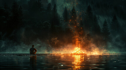Fototapeta premium Solitude by the Fire