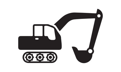 Excavator icon vector illustration -Cricut Isolated on white background Vector illustration for Cutting Machine,Typography Calligraphy , Silhouette Cameo, Hand drawn lettering phrase isolated on white