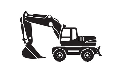 Excavator icon vector illustration -Cricut Isolated on white background Vector illustration for Cutting Machine,Typography Calligraphy , Silhouette Cameo, Hand drawn lettering phrase isolated on white