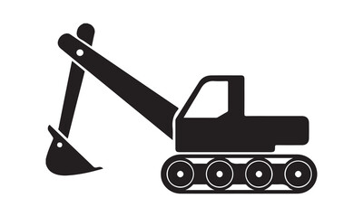 Fototapeta premium Excavator icon vector illustration -Cricut Isolated on white background Vector illustration for Cutting Machine,Typography Calligraphy , Silhouette Cameo, Hand drawn lettering phrase isolated on white