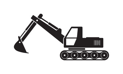 Excavator icon vector illustration -Cricut Isolated on white background Vector illustration for Cutting Machine,Typography Calligraphy , Silhouette Cameo, Hand drawn lettering phrase isolated on white