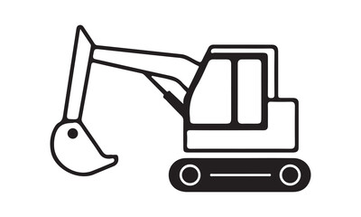 Excavator icon vector illustration -Cricut Isolated on white background Vector illustration for Cutting Machine,Typography Calligraphy , Silhouette Cameo, Hand drawn lettering phrase isolated on white