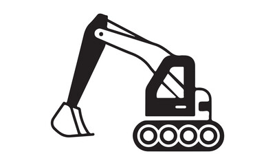Excavator icon vector illustration -Cricut Isolated on white background Vector illustration for Cutting Machine,Typography Calligraphy , Silhouette Cameo, Hand drawn lettering phrase isolated on white