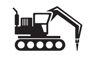 Excavator icon vector illustration -Cricut Isolated on white background Vector illustration for Cutting Machine,Typography Calligraphy , Silhouette Cameo, Hand drawn lettering phrase isolated on white