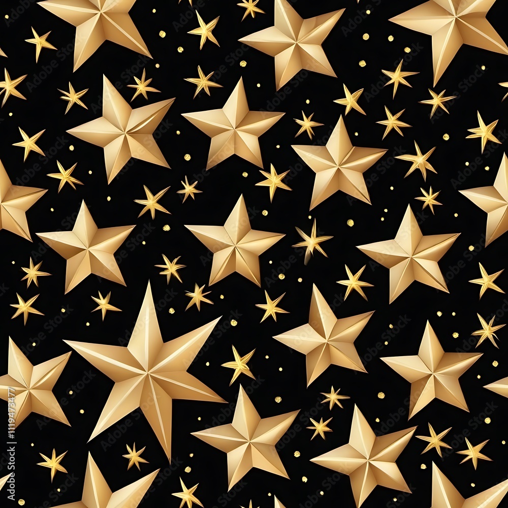 Poster golden stars seamless pattern: a luxurious and festive pattern featuring a dazzling array of gold st
