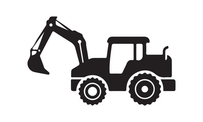 Fototapeta premium Excavator icon vector illustration -Cricut Isolated on white background Vector illustration for Cutting Machine,Typography Calligraphy , Silhouette Cameo, Hand drawn lettering phrase isolated on white
