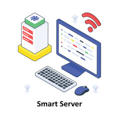 Smart Server isometric Colored illustration. EPS File stock illustration