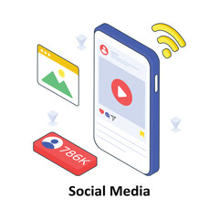 Fototapeta premium Social Media isometric Colored illustration. EPS File stock illustration