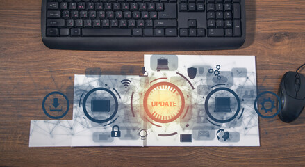  Update concept. Installing software update process