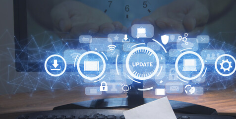  Update concept. Installing software update process