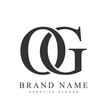 OG trendy logotype template. Initial letter o and g classic font style. Creative logo for company name or identity.