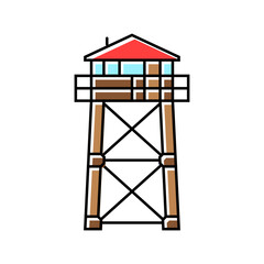 Naklejka premium firewatch tower wildfire disaster color icon vector. firewatch tower wildfire disaster sign. isolated symbol illustration