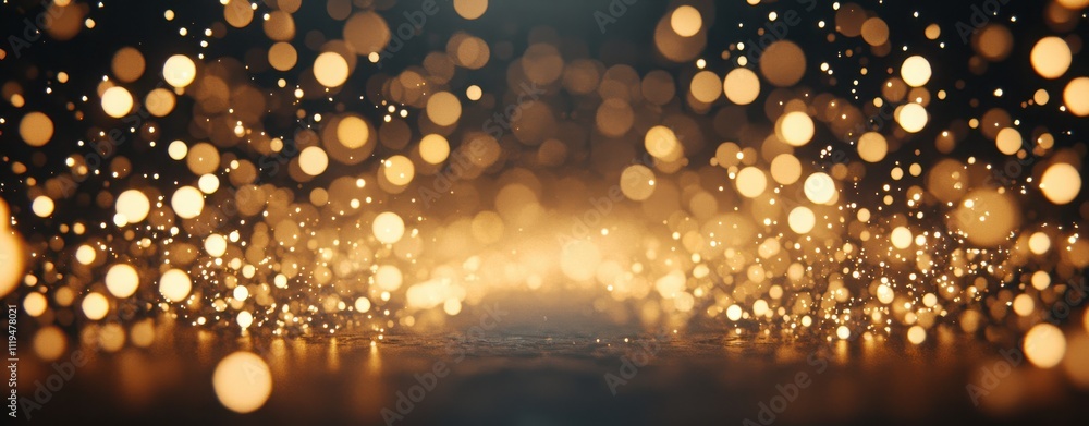 Poster a shimmering backdrop of golden bokeh lights, creating a warm, enchanting atmosphere filled with dep