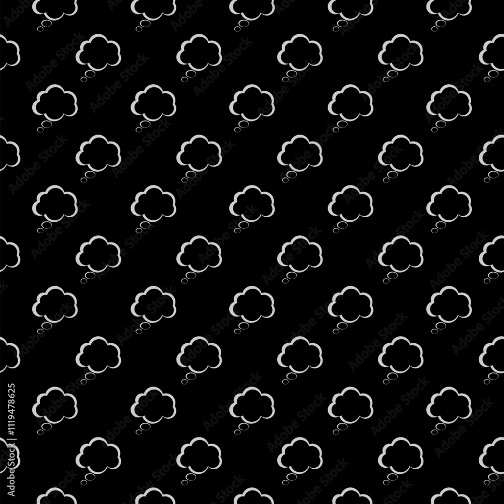 Poster speech bubble icon isolated seamless pattern on black background