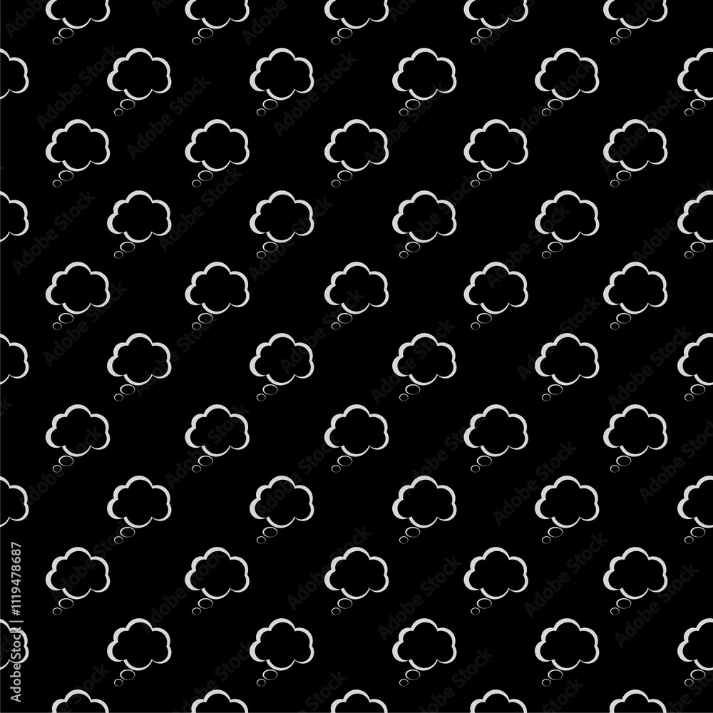 Poster speech bubble icon isolated seamless pattern on black background