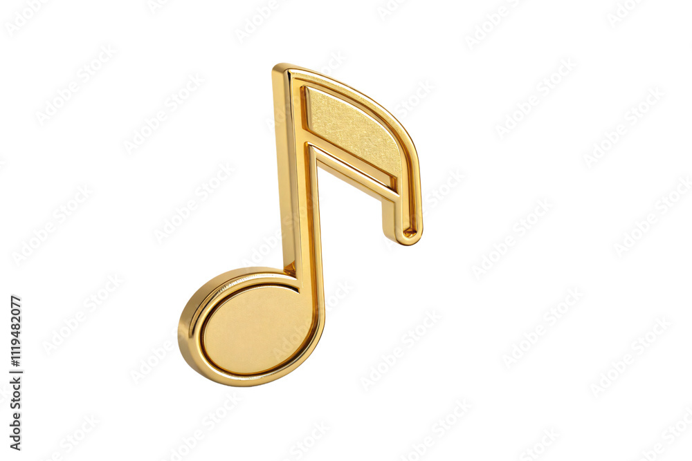 Poster a golden note from a different perspective, emphasizing its dynamic and modern 3d design with a vibr