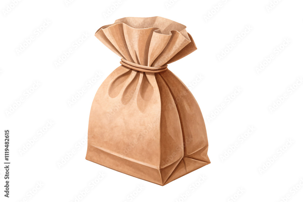 Aufkleber a neatly folded brown paper bag tied with a string, showcasing a rustic yet functional design for st