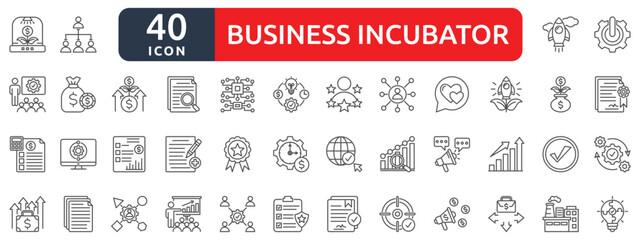 Business incubator icon set