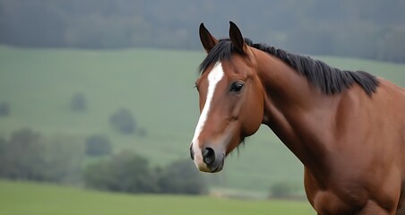 Fototapeta premium a_horse_with_a_white_spot_on_its_head