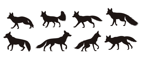 Fototapeta premium Fox Silhouette Collection Featuring Elegant and Dynamic Wildlife Poses