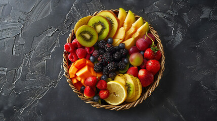 fruit salad in a basket
