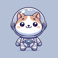 Adorable Astronaut Cat. A Cute Space Explorer. Astronaut Cat Vector.
