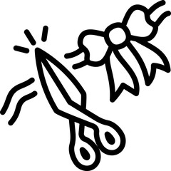 grand opening or ribbon cutting ceremony for launch outline icon