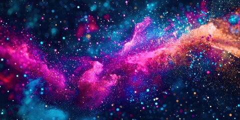 Colorful galaxy with many stars and a purple line