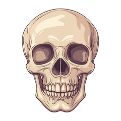 Fototapeta premium Realistic Human Skull Illustration with Shading, Front View Vector Design