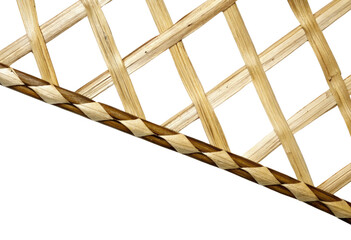 Woven bamboo lattice detail isolated with transparent background