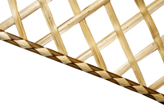 Woven bamboo lattice detail isolated with transparent background
