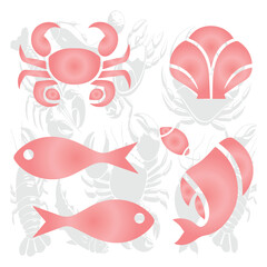 Isolated object of fresh and restaurant icon. Set of fresh and marine stock vector illustrations.