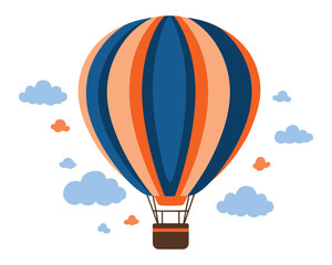 Colorful Hot Air Balloon in the Sky with Floating Clouds