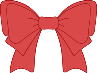 Illustrator of red bow hand drawn.