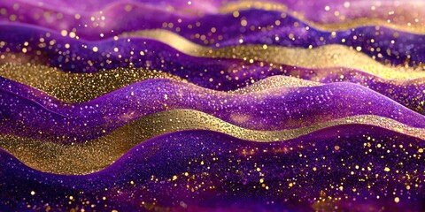 Purple and gold wave with glitter