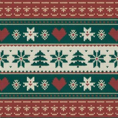 Seamless pattern Nordic knitted of festive, Christmas season. 