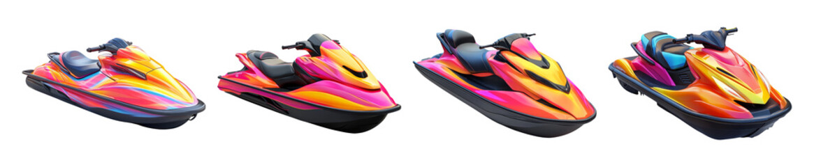 Colorful Jet Skis Isolated on Transparent Background