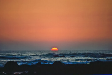 Coast of the Pacific Ocean at sunset