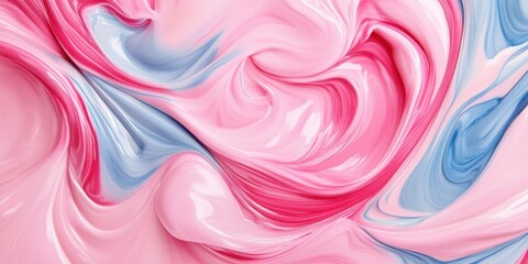Obraz premium Abstract Swirling Pink and Blue Paint Texture Background Image, Whimsical Fluid Art Design, Creative Color Mixing, Trendy Pastel Hues, Artistic Wallpaper