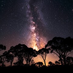 Milky Way over Silhouetted Trees