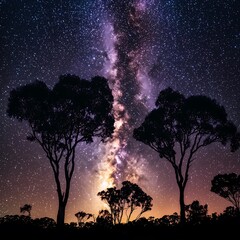 Milky Way over Silhouetted Trees