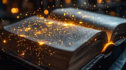 A group of diverse students with glowing books representing shared knowledge and brighter futures