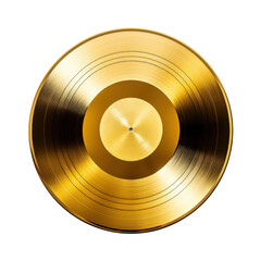 Gold vinyl record  isolated on transparent background Png	
