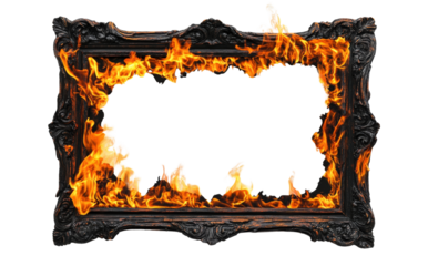 burning photo frame  isolated on transparent background Png	