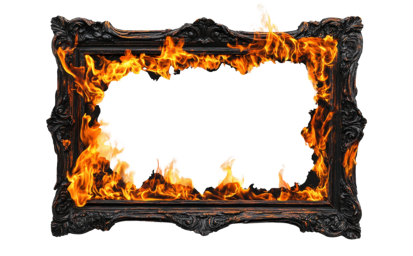 burning photo frame  isolated on transparent background Png	