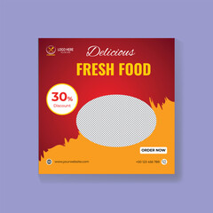 Food menu social post, burger social media banner template